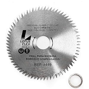 Disco Lâmina de Serra para Madeira MDF 110mm x 20mm x 72 Dentes Lotus 4449