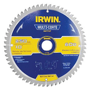 Disco Lâmina Multi Corte de Serra Alumínio Madeira MDF 10 Polegadas 250mm x 30mm x 60 Dentes Irwin 15198