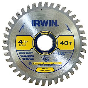Disco Lâmina Multi Corte de Serra para Alumínio Madeira MDF 110mm x 20mm x 40 Dentes Irwin 1863683