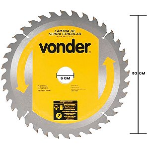 Disco Lâmina para Serra Circular Madeira 12 Polegadas 300mm x 30mm x 48 Dentes Vonder