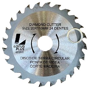 Disco Lâmina de Serra Mármore para Madeira 110mm x 20mm 24 Dentes Lotus 3915