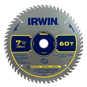 Disco Lâmina de Serra Circular para Madeira 7.1/4" 184mm x 20mm x 60 Dentes Irwin IW14110