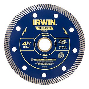 Disco Diamantado Turbo para Porcelanato 4.3/8'' 110mm x 20mm Irwin IW57400