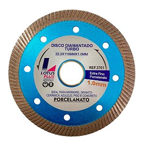 Disco Diamantado Turbo Porcelanato 1mm Esmerilhadeira Extra Fino Lotus 3701