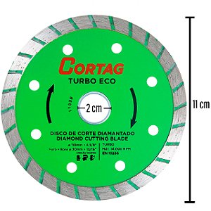 Disco Diamantado para Mármore Granito Eco Turbo 4.3/8" 110mm x 20mm Cortag 60598