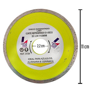 Disco Diamantado Liso para Alvenaria Cerâmica 110mm x 22,2mm Lotus 3729