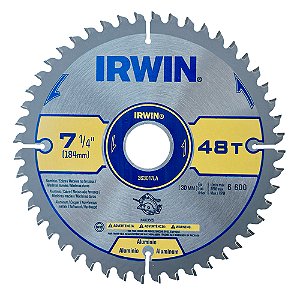 Disco Multi Corte de Serra Circular para Alumínio Madeira MDF 7.1/4" 184mm x 30mm x 48 Dentes Irwin 363017LA