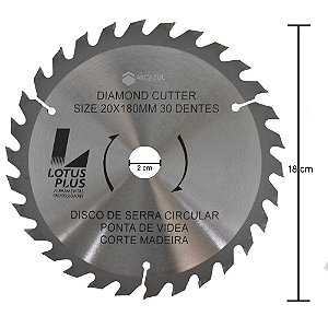 Disco Lâmina de Serra Circular Videa para Madeira 7.1/4" 180mm x 20mm 30 Dentes Lotus 5824