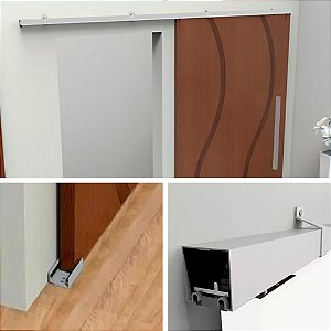 Kit Trilho para Porta de Correr com Suportes Natural 2 Metros Prático