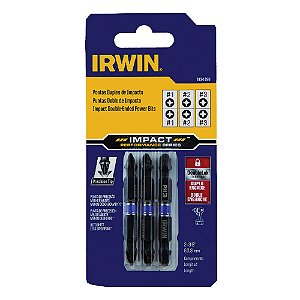 Ponteiras Duplas de Impacto Power Bits Phillips Ph1 Ph2 Ph3 60mm 3 Peças Irwin Impact 1934496