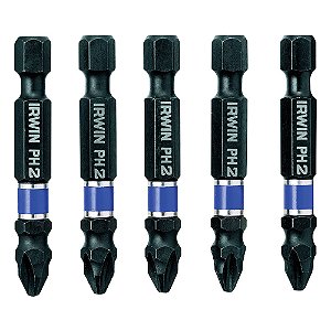Ponteiras de Impacto Power Bits Phillips Ph2 49mm 5 Peças com Estojo Irwin Impact 1865325