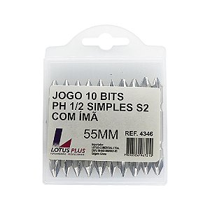 Jogo de 10 Ponteiras Bits Phillips Ph1 Ph2 S2 Duplas com imã 55mm Lotus 4346