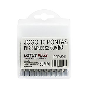 Jogo de 10 Bits Ponteiras Phillips PH2 50mm com Imã 1/4'' Lotus 8991