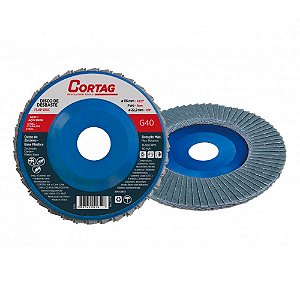 Disco Flap Óxido de Zircônio de Desbaste Base Reta de Plástico 4.1/2" Grão 40 Cortag 61652