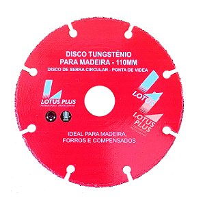 Disco de Serra Tungstênio para Madeira Acabamento MDF 4.3/8'' 110mm x 20mm Lotus 3256