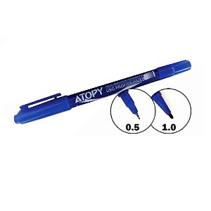 Caneta Marcador Permanente Azul 0.5/1.0 Atopy Unidade