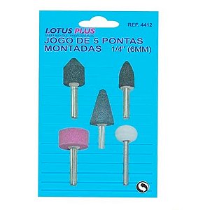 Jogo de 5 Pontas Montadas para Retifica 1/4'' 6mm Lotus 4412