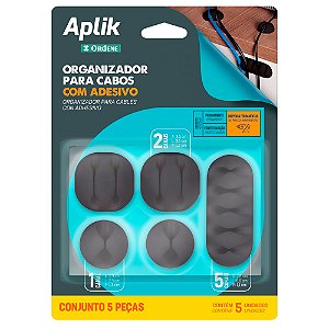 Organizador para Cabos com Adesivo 5 Peças Preto Ordene