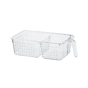 Organizador Multiuso Acrílico com Cabo 2 Divisórias 31cm x 15,5cm x 9cm Ordene