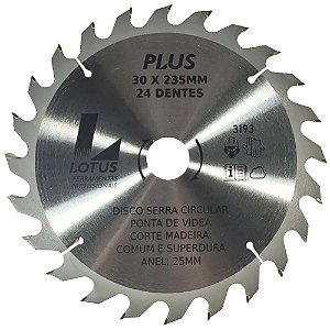 Disco Lâmina de Serra Vídea para Madeira 9.1/4" 235mm x 30mm x 24 Dentes Lotus 3193