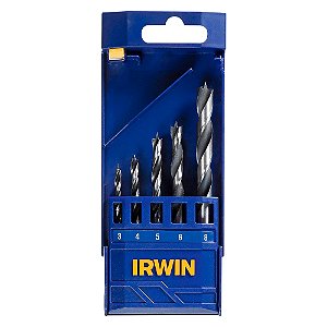 Jogo de Brocas 3 Pontas para Madeira 3 a 8mm 5 Peças Irwin 1865316