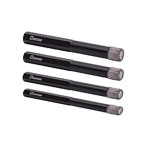 Jogo de Brocas Diamantadas Porcelanato 6mm 8mm 10mm 12mm Cortag 62132
