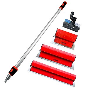 Kit Jogo 3 Desempenadeiras de Inox para Massa Corrida Berox 25cm 40cm 60cm com Suporte e Extensor Lotus