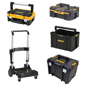 Kit Carro Ajustável Tstak® com 4 Caixas Organizadoras Profunda com Gaveta e Alça Longa Metálica DeWalt
