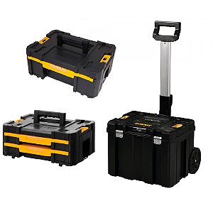 Kit Carrinho Profundo com Rodas + 2 Caixas Organizadoras de Ferramentas com Gaveta Tstak® DeWalt