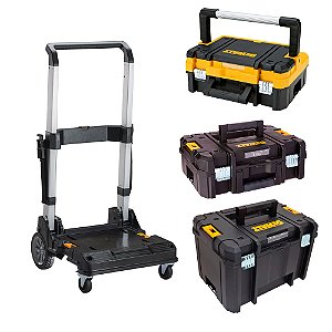 Kit Carro Ajustável Tstak® com 3 Caixas Organizadoras Profunda e com Alça Longa Metálica DeWalt