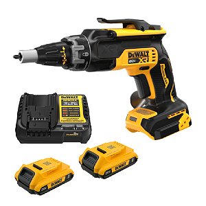 Kit Parafusadeira Drywall 1/4'' 20V XR Brushless + 2 Baterias 20V Max* XR 2Ah + Carregador 4Ah Bivolt Dewalt DCF630