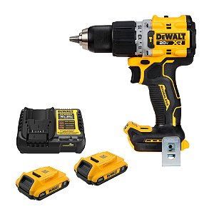 Kit Parafusadeira/Furadeira de Impacto Compacta 1/2'' 90Nm 20V XR Brushless + 2 Baterias 20V XR 2Ah DeWalt DCD805