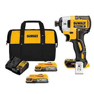 Kit Parafusadeira de Impacto 1/4'' 20V Max Xr Brushless 205Nm + 2 Baterias 20V 1.7Ah Powerstack Bolsa Dewalt DCF887