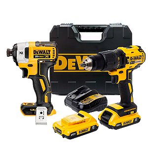 Kit Parafusadeira/Furadeira de Impacto DCD7781D2 + Parafusadeira de Impacto 1/4'' 20V Max Xr Brushless DCF887B DeWalt