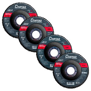 Kit Jogo 4 Discos Flap Porcelanato Lixa G40 G60 G80 G120 Cortag