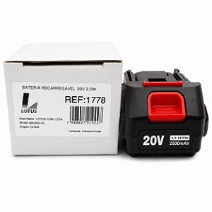 Bateria Recarregável 20V 2.0Ah Lotus 1778