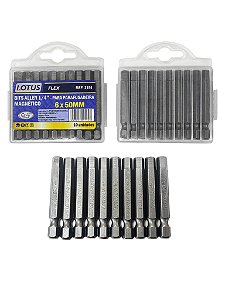 Jogo de 10 Bits Allen S2 Imantado para Parafusadeira 1/4'' Allen 6 x 50mm Lotus 3185