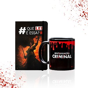 AGENDA DE NOTAS QUE LEI É ESSA? 12X18CM + CANECA INVESTIGAÇÃO CRIMINAL
