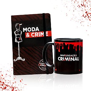AGENDA DE NOTAS MODA & CRIME 14X21CM + CANECA INVESTIGAÇÃO CRIMINAL