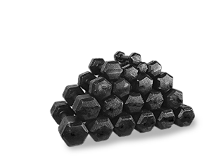 KIT DUMBELLS SEXTAVADO PINTADO 12KG-30KG 20 PEÇAS