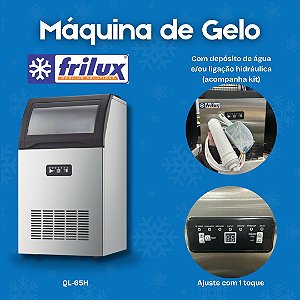 MAQUINA P PRODUCAO GELO CAP 65KG DIA DEPOSITO 15KG INOX 220V FRILUX