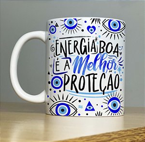 Caneca Personalizada de Porcelana Energia Boa