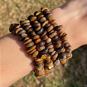 Pulseira de Olho de Tigre em cascalho rolado