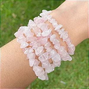 Pulseira de Quartzo Rosa cascalho
