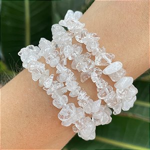 Pulseira de Quartzo Transparente em cascalho