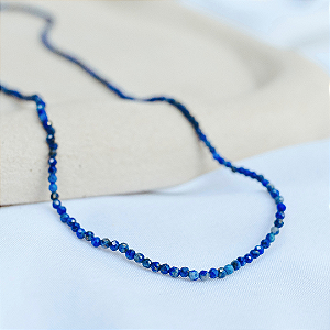 Choker de Lápis Lazuli facetada 2 mm