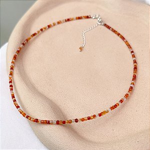 Choker de Ágata vermelha facetada 2.5mm