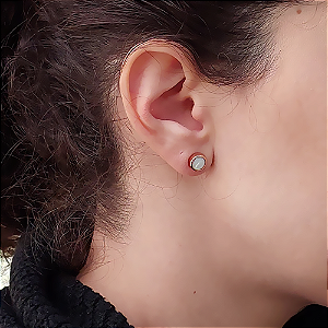 Brincos Pin - Madrepérola Rosê