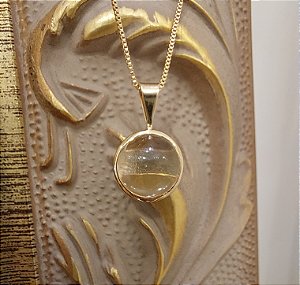 Colar Botão - Cristal Ouro