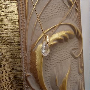 Colar Zircônia Gota Ouro